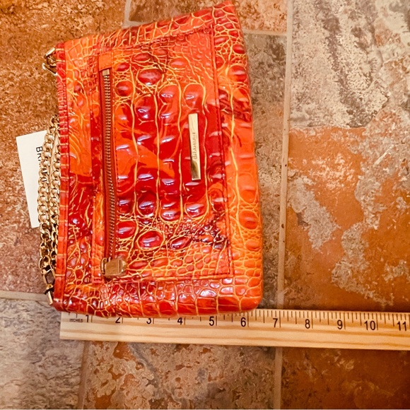 🍊NWT! SALE! Brahmin Spicey Orange Leather Croc Embossed Crossbody/Gold Accents!! - Picture 7 of 13